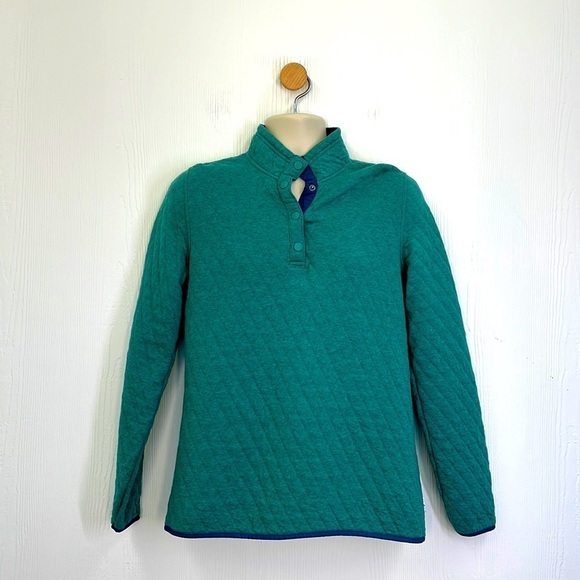 ORVIS - Teal & Blue Quilted Button Long Sleeve Pullover Size Small - Picture 1 of 11
